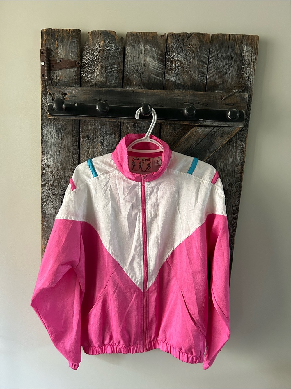 Women's Vintage Pink & White Windbreaker Jacket